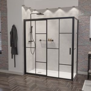 Paroi de douche d'angle effet verrière ATELIA coulissante 170 cm x 80 cm