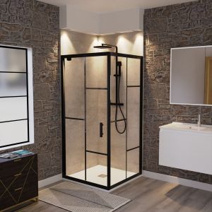 Paroi de douche d'angle avec porte pivotant 90x90 ATELIA