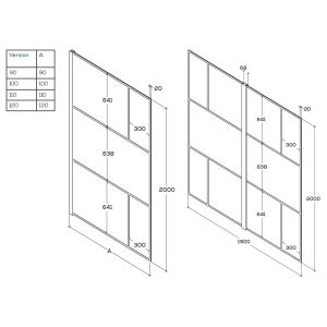 Paroi fixe italienne style industriel ATELIA 190 cm 