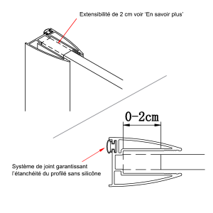 Paroi de douche fixe miroir BAYA verre 8 mm - 100x200 cm