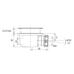 Bonde de douche extra-plate pour receveur avec grille - Ø 90mm