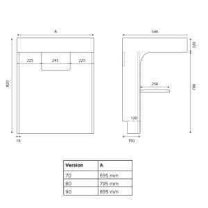 Meuble EPURE 70 cm avec plan vasque et miroir - blanc brillant
