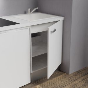 Kitchenette K02-PT - 120 cm avec plan de travail et évier - emplacements frigo, hotte et micro-ondes