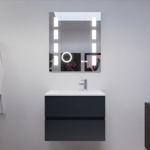 Meuble salle de bain ROSALY 70 cm avec plan vasque et miroir Excellence - Gris anthracite