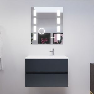 Meuble salle de bain ROSALY 80 cm avec plan vasque et miroir Excellence - Gris anthracite