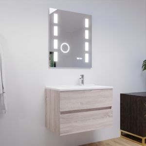 Meuble salle de bain ROSALY 80 cm avec plan vasque et miroir Excellence- Cambrian Oak