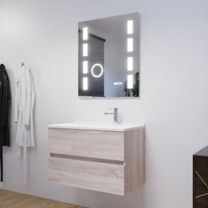 Meuble salle de bain ROSALY 80 cm avec plan vasque et miroir Excellence- Cambrian Oak