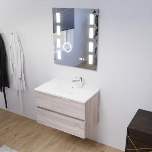 Meuble salle de bain ROSALY 80 cm avec plan vasque et miroir Excellence- Cambrian Oak