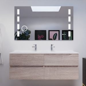 Meuble ROSALY 140 cm avec plan vasque et miroir Excellence - Cambrian oak