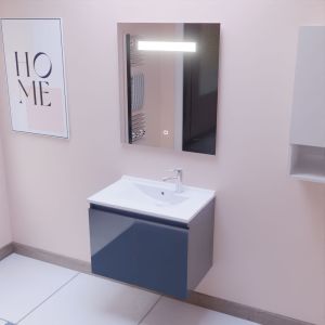 Meuble PROLINE 70 cm avec plan vasque et miroir Elégance ht80 - Gris anthracite