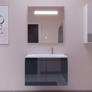 Meuble PROLINE 80 cm avec plan vasque et miroir Elégance ht80 - Gris anthracite