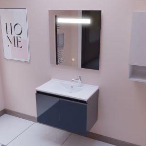 Meuble PROLINE 80 cm avec plan vasque et miroir Elégance ht80 - Gris anthracite