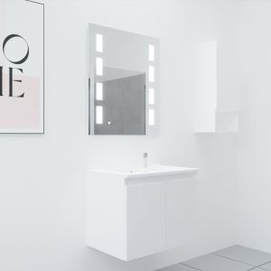 Meuble PROLINE 70 cm avec plan vasque et miroir Prestige- Blanc brillant