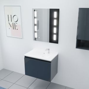 Meuble PROLINE 70 cm avec plan vasque et miroir Prestige - Gris anthracite