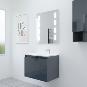 Meuble PROLINE 70 cm avec plan vasque et miroir Prestige - Gris anthracite