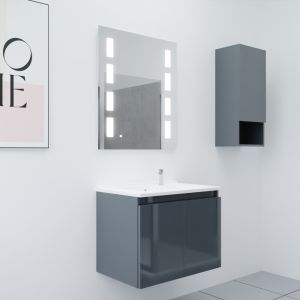 Meuble PROLINE 70 cm avec plan vasque et miroir Prestige - Gris anthracite