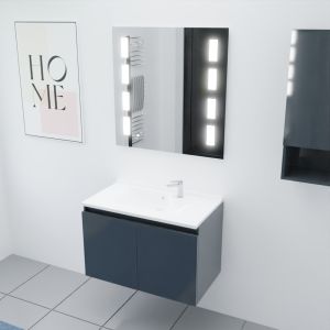Meuble PROLINE 80 cm avec plan vasque et miroir Prestige - Gris anthracite