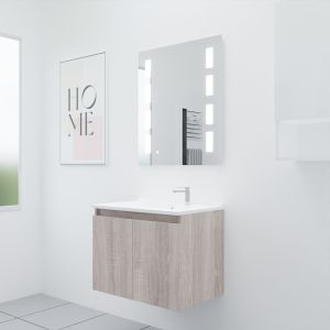 Meuble PROLINE 70 cm avec plan vasque et miroir Prestige- Cambrian oak