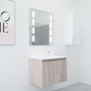 Meuble PROLINE 70 cm avec plan vasque et miroir Prestige- Cambrian oak