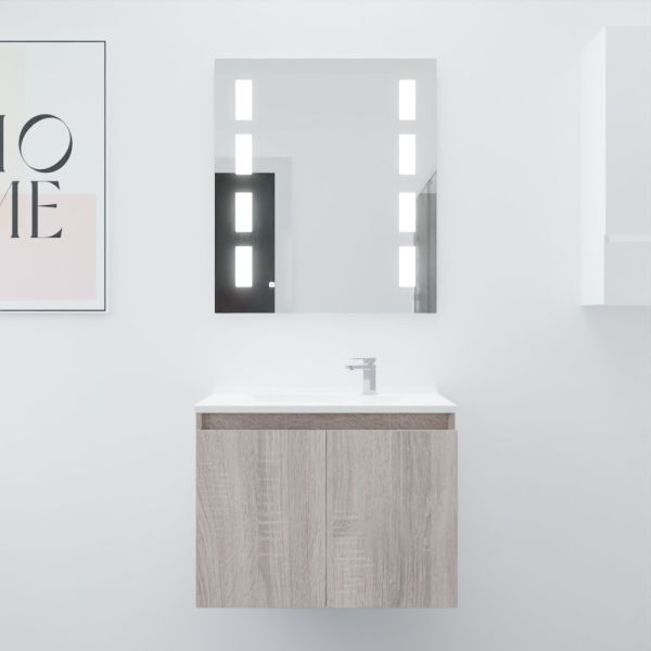 Meuble PROLINE 70 cm avec plan vasque et miroir Prestige- Cambrian oak