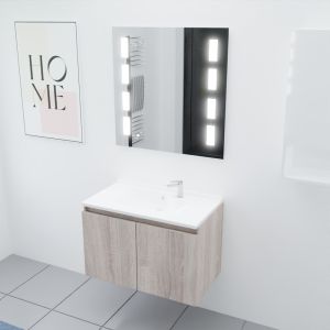 Meuble PROLINE 80 cm avec plan vasque et miroir Prestige- Cambrian oak