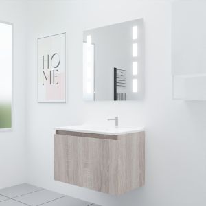 Meuble PROLINE 80 cm avec plan vasque et miroir Prestige- Cambrian oak