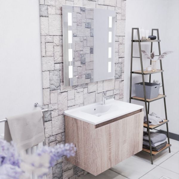 Meuble PROLINE 80 cm avec plan vasque et miroir Prestige- Cambrian oak