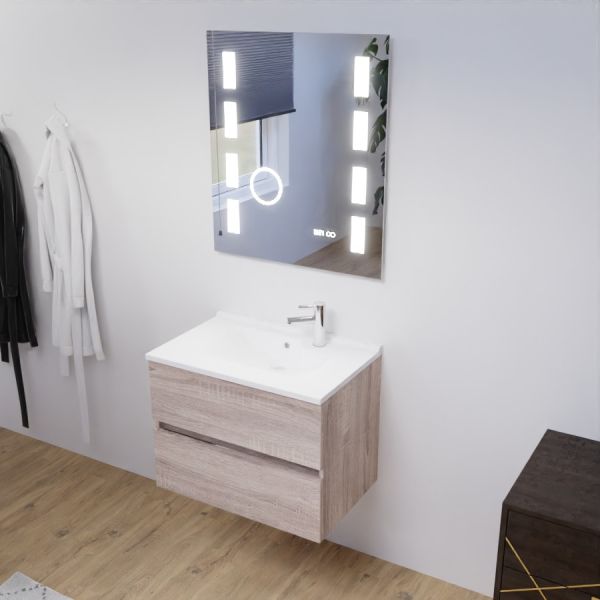 Meuble salle de bain ROSALY 70 cm avec plan vasque et miroir Excellence- Cambrian Oak