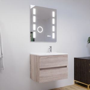 Meuble salle de bain ROSALY 70 cm avec plan vasque et miroir Excellence- Cambrian Oak