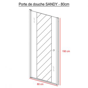 Porte de douche sablée pivotante SANDY 80 cm