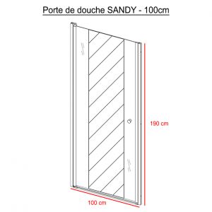 Porte de douche sablée pivotante SANDY 100 cm