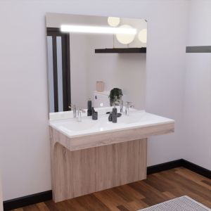 Meuble ALTEA 120 cm avec plan double vasque et miroir led Elégance - Cambrian oak