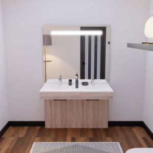 Meuble ALTEA 120 cm avec plan double vasque et miroir led Elégance - Cambrian oak