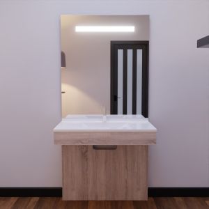 Meuble ALTEA 90 cm avec plan vasque et miroir led Elégance - Cambrian oak