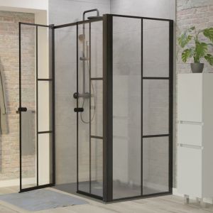 Paroi de douche verrière portes pivotantes + retour fixe ATELIA - 120 cm x 90 cm