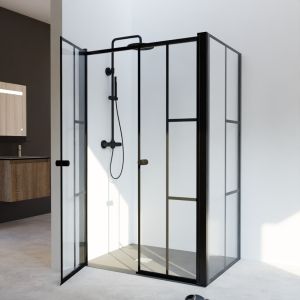 Paroi de douche verrière portes pivotantes + retour fixe ATELIA - 120 cm x 90 cm