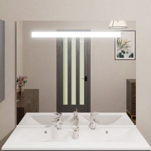 Miroir lumineux ELEGANCE 120x105 cm - bandeau LED central en haut du miroir - interrupteur sensitif en bas
