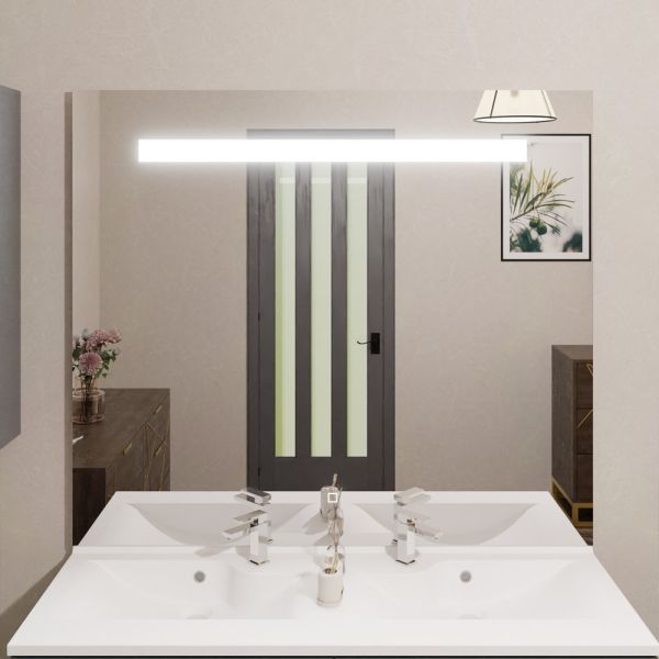 Miroir salle de bain LED 120 cm x 105 cm - interrupteur sensitif - ELEGANCE