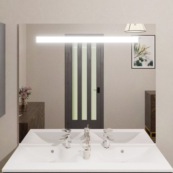 Miroir salle de bain LED 120 cm x 105 cm - interrupteur sensitif