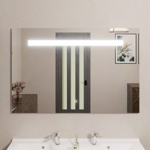 Miroir lumineux ELEGANCE 120x80 cm -  bandeau LED central en haut du miroir - interrupteur sensitif en bas