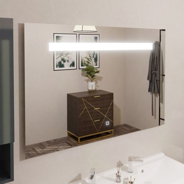 Miroir salle de bain LED 120 cm x 80 cm - interrupteur sensitif