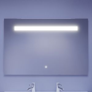 Miroir lumineux ELEGANCE 120x80 cm - bandeau LED central en haut du miroir - interrupteur sensitif en bas
