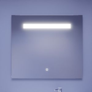 Miroir lumineux ELEGANCE 90x80 cm - bandeau LED central en haut du miroir - interrupteur sensitif en bas