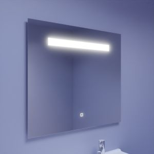 Miroir lumineux ELEGANCE 90x80 cm - bandeau LED central en haut du miroir - interrupteur sensitif en bas