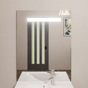 Miroir lumineux ELEGANCE 80x105 cm - éclairage LED central en haut du miroir - interrupteur sensitif en bas