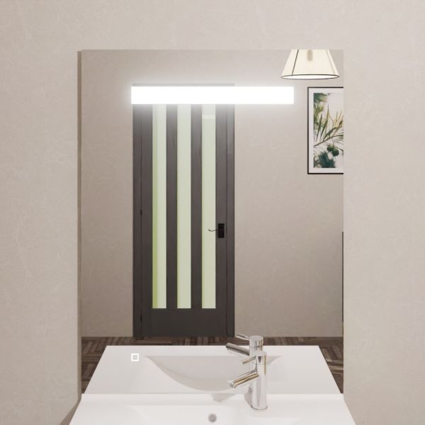 Miroir lumineux ELEGANCE 80x105 cm - éclairage LED central en haut du miroir - interrupteur sensitif en bas