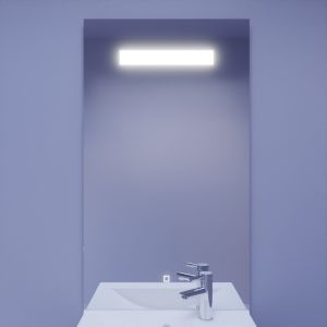 Miroir lumineux ELEGANCE 60x105 cm - bandeau LED central en haut du miroir - interrupteur sensitif en bas