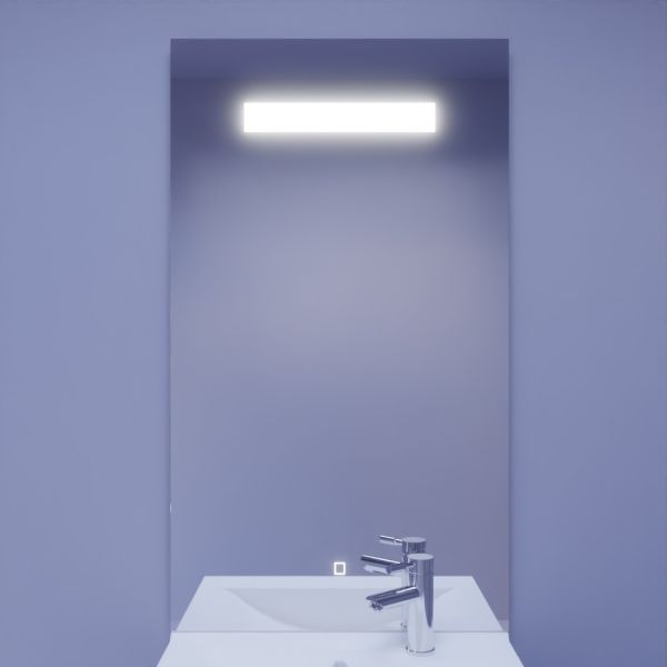 Miroir lumineux ELEGANCE 60x105 cm - bandeau LED central en haut du miroir - interrupteur sensitif en bas