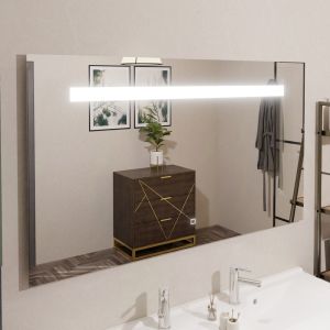 Miroir lumineux ELEGANCE 140x80 cm - bandeau LED central en haut du miroir - interrupteur sensitif en bas