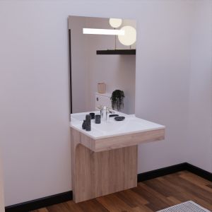 Meuble ALTEA 80 cm avec plan vasque et miroir led Elégance - Cambrian oak